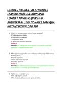 LICENSED RESIDENTIAL APPRAISER &NewLine;EXAMINATION QUESTION AND &NewLine;CORRECT ANSWERS &lpar;VERIFIED &NewLine;ANSWERS&rpar; PLUS RATIONALES 2026 Q&A &NewLine;INSTANT DOWNLOAD PDF