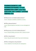 PHARMACOKINETICS AND&NewLine;PHARMACODYNAMICS ACTUAL&NewLine;EXAMINATION SCRIPT 2026 FULL&NewLine;QUESTIONS AND CORRECT ANSWERS&NewLine;VERIFIED PASS