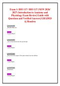 Exam 1&colon; BIO 117 &sol; BIO 117 &lpar;NEW 2026&sol; 2027&rpar; Introduction to Anatomy and Physiology Exam Review&vert; Guide with Questions and Verified Answers&vert; GRADED A&vert; Hondros