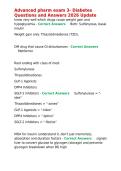 Advanced pharm exam 3- Diabetes Questions and Answers 2026 Update