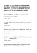 FLORIDA 4-HOUR TRAFFIC SCHOOL EXAM&NewLine;LEARNING WORKBOOK 2026 ROAD SIGNS&NewLine;RULES AND DEFENSIVE DRIVING SKILLS&NewLine;