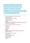 MASTER CARPENTER LICENSING &NewLine;EXAMINATION QUESTIONS AND &NewLine;CORRECT ANSWERS &lpar;VERIFIED &NewLine;ANSWERS&rpar; PLUS RATIONALES 2026 Q&A &NewLine;&vert; INSTANT DOWNLOAD PDF