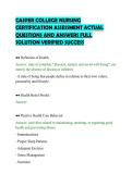 CASPER COLLEGE NURSING&NewLine;CERTIFICATION ASSESSMENT ACTUAL&NewLine;QUESTIONS AND ANSWERS FULL&NewLine;SOLUTION VERIFIED SUCCESS&NewLine;