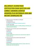 MILLWRIGHT JOURNEYMAN &NewLine;CERTIFICATION EXAM QUESTION AND &NewLine;CORRECT ANSWERS &lpar;VERIFIED &NewLine;ANSWERS&rpar; PLUS RATIONALES 2026 Q&A &NewLine;INSTANT DOWNLOAD PDF