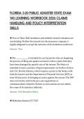 FLORIDA 3-20 PUBLIC ADJUSTER STATE EXAM&NewLine;140 LEARNING WORKBOOK 2026 CLAIMS&NewLine;HANDLING AND POLICY INTERPRETATION&NewLine;SKILLS