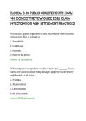 FLORIDA 3-20 PUBLIC ADJUSTER STATE EXAM&NewLine;140 CONCEPT REVIEW GUIDE 2026 CLAIM&NewLine;INVESTIGATION AND SETTLEMENT PRACTICES