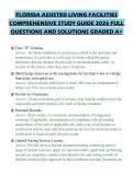 FLORIDA ASSISTED LIVING FACILITIES&NewLine;COMPREHENSIVE STUDY GUIDE 2026 FULL&NewLine;QUESTIONS AND SOLUTIONS GRADED A&plus;