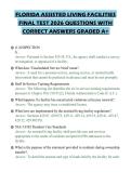 FLORIDA ASSISTED LIVING FACILITIES&NewLine;FINAL TEST 2026 QUESTIONS WITH&NewLine;CORRECT ANSWERS GRADED A&plus;