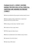 PHARMACOLOGY A PATIENT CENTERED&NewLine;NURSING PROCESS 2026 ACTUAL PAPER FULL&NewLine;QUESTIONS AND ANSWERS 100 PERCENT&NewLine;CORRECT