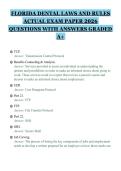FLORIDA DENTAL LAWS AND RULES&NewLine;ACTUAL EXAM PAPER 2026&NewLine;QUESTIONS WITH ANSWERS GRADED&NewLine;A&plus;