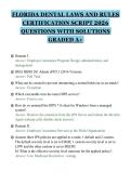 FLORIDA DENTAL LAWS AND RULES&NewLine;CERTIFICATION SCRIPT 2026&NewLine;QUESTIONS WITH SOLUTIONS&NewLine;GRADED A&plus;
