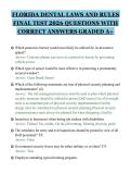 FLORIDA DENTAL LAWS AND RULES&NewLine;FINAL TEST 2026 QUESTIONS WITH&NewLine;CORRECT ANSWERS GRADED A&plus;&NewLine;