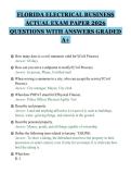 FLORIDA ELECTRICAL BUSINESS&NewLine;ACTUAL EXAM PAPER 2026&NewLine;QUESTIONS WITH ANSWERS GRADED&NewLine;A&plus;&NewLine;