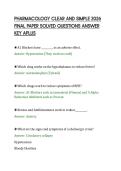 PHARMACOLOGY CLEAR AND SIMPLE 2026&NewLine;FINAL PAPER SOLVED QUESTIONS ANSWER&NewLine;KEY APLUS