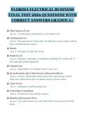FLORIDA ELECTRICAL BUSINESS&NewLine;FINAL TEST 2026 QUESTIONS WITH&NewLine;CORRECT ANSWERS GRADED A&plus;&NewLine;