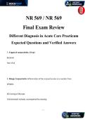 NR 569 Final Exam Review bb &vert; Acute Care Practicum Essentials