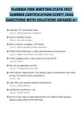 FLORIDA FIRE WRITTEN STATE TEST&NewLine;SUMMER CERTIFICATION SCRIPT 2026&NewLine;QUESTIONS WITH SOLUTIONS GRADED A&plus;