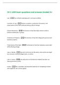 CH 1 LAW Exam questions and answers Graded A&plus;&NewLine;Law -Has multiple meanings and is not easy to define&period;&NewLine;Functions of Law -Dispute resolution&comma; protection of property&comma; and&NewLine;preservation of the state while permitting ordered change&period;&NewLine;Dispute Resolution -The fu