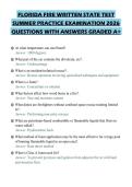 FLORIDA FIRE WRITTEN STATE TEST&NewLine;SUMMER PRACTICE EXAMINATION 2026&NewLine;QUESTIONS WITH ANSWERS GRADED A&plus;