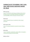 PHARMACOLOGY FOR NURSING CARE 11 2026&NewLine;FINAL PAPER SOLVED QUESTIONS ANSWER&NewLine;KEY APLUS