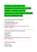 NATIONAL HOME INSPECTOR &NewLine;EXAMINATION &lpar;NHIE&rpar; QUESTION AND &NewLine;CORRECT ANSWERS &lpar;VERIFIED &NewLine;ANSWERS&rpar; PLUS RATIONALES 2026 Q&A &NewLine;INSTANT DOWNLOAD PDF 