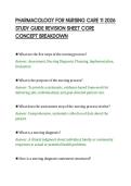 PHARMACOLOGY FOR NURSING CARE 11 2026&NewLine;STUDY GUIDE REVISION SHEET CORE&NewLine;CONCEPT BREAKDOWN