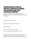 PHARMACOLOGY NURS 251&NewLine;MODULE 3 PORTAGE LEARNING&NewLine;2026 EXAMINATION TEST&NewLine;ACCURATE ANSWERS