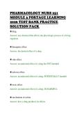 PHARMACOLOGY NURS 251&NewLine;MODULE 3 PORTAGE LEARNING&NewLine;2026 TEST BANK PRACTICE&NewLine;SOLUTION PACK
