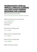 PHARMACOLOGY NURS 251&NewLine;MODULE 3 PORTAGE LEARNING&NewLine;2026 TEST PAPER VERIFIED&NewLine;QUESTIONS AND ANSWERS