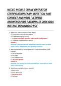 NCCCO MOBILE CRANE OPERATOR &NewLine;CERTIFICATION EXAM QUESTION AND &NewLine;CORRECT ANSWERS &lpar;VERIFIED &NewLine;ANSWERS&rpar; PLUS RATIONALES 2026 Q&A &NewLine;INSTANT DOWNLOAD PDF