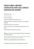 NEVADA FUNERAL ARRANGER&NewLine;CERTIFICATION SCRIPT 2026 COMPLETE&NewLine;QUESTIONS AND ANSWERS&NewLine;