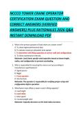 NCCCO TOWER CRANE OPERATOR &NewLine;CERTIFICATION EXAM QUESTION AND &NewLine;CORRECT ANSWERS &lpar;VERIFIED &NewLine;ANSWERS&rpar; PLUS RATIONALES 2026 Q&A &NewLine;INSTANT DOWNLOAD PDF 
