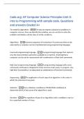 Code&period;org&colon; AP Computer Science Principles Unit 3&colon;&NewLine;Into to Programming with sample code&period; Questions&NewLine;and answers Graded A&plus;