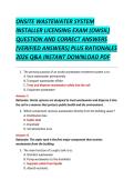 ONSITE WASTEWATER SYSTEM &NewLine;INSTALLER LICENSING EXAM &lpar;OWSIL&rpar; &NewLine;QUESTION AND CORRECT ANSWERS &NewLine;&lpar;VERIFIED ANSWERS&rpar; PLUS RATIONALES &NewLine;2026 Q&A INSTANT DOWNLOAD PDF 