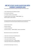 AMT MT STUDY GUIDE QUESTIONS WITH CORRECT ANSWERS 2026