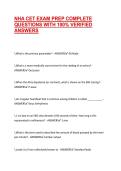 NHA CET EXAM PREP COMPLETE QUESTIONS WITH 100&percnt; VERIFIED ANSWERS