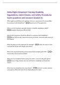 Delta Flight Attendant Training Disability&NewLine;Regulations&comma; Cabin Checks&comma; and Safety Procedures&NewLine;Exam questions and answers Graded A&plus;