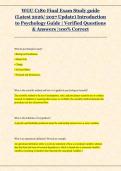 WGU C180 Final Exam Study guide &NewLine;&lpar;Latest 2026&sol; 2027 Update&rpar; Introduction &NewLine;to Psychology Guide &vert; Verified Questions &NewLine;& Answers &vert;100&percnt; Correct