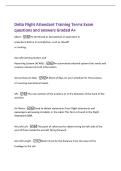 Delta Flight Attendant Training Terms Exam&NewLine;questions and answers Graded A&plus;&NewLine;Abort -To terminate or discontinue an operation or&NewLine;procedure before its completion&comma; such as takeoff&NewLine;or landing&period;&NewLine;Aircraft Communication and&NewLine;Reporting System &lpar;ACARS&rpar; -An automa