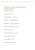 Derivatives &ndash; Calculus Exam Questions and&NewLine;answers Graded A&plus;&NewLine;Power Rule - nx&Hat;n-1&NewLine;Sum Rule - f'x &plusmn; g'x&NewLine;Constant Multiple Rule - c&bull;f'&lpar;c&rpar;&NewLine;Product Rule - f'&lpar;x&rpar;&bull;g&lpar;x&rpar; &plus; f&lpar;x&rpar;&bull;g'&lpar;x&rpar;&NewLine;Quotient Rule - &lpar;gx&bull;f'x - fx&bull;g