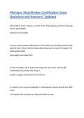 Michigan State Brakes Certification Exam Questions and Answers&vert; 2026&sol;27 Updated