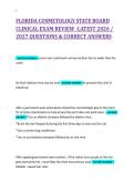 FLORIDA COSMETOLOGY STATE BOARD&NewLine;CLINICAL EXAM REVIEW -LATEST 2026 &sol;&NewLine;2027 QUESTIONS & CORRECT ANSWERS&NewLine;