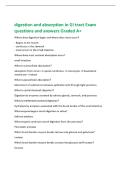 digestion and absorption in GI tract Exam&NewLine;questions and answers Graded A&plus;