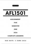 AFL1501 Assignment 5 Portfolio Answers - Semester 1 &comma; 2026 &vert; Due Date 2 June 2026