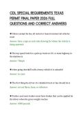 CDL SPECIAL REQUIREMENTS TEXAS&NewLine;PERMIT FINAL PAPER 2026 FULL&NewLine;QUESTIONS AND CORRECT ANSWERS