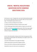 PSYCH &sol; MENTAL HEALTH HESI&NewLine;QUESTIONS WITH VERIFIED&NewLine;SOLUTIONS 2026