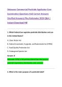 Delaware Commercial Pesticide Applicator Core &NewLine;Examination Questions And Correct Answers &NewLine;&lpar;Verified Answers&rpar; Plus Rationales 2026 Q&A &vert; &NewLine;Instant Download Pdf