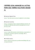 CERTIFIED LEGAL MANAGER ALA ACTUAL&NewLine;PAPER 2026 VERIFIED SOLUTIONS GRADED&NewLine;A&plus;&NewLine;