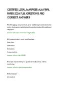 CERTIFIED LEGAL MANAGER ALA FINAL&NewLine;PAPER 2026 FULL QUESTIONS AND&NewLine;CORRECT ANSWERS&NewLine;
