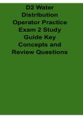 D2 Water Distribution Operator Practice Exam 2 Study Guide Key Concepts and Review Questions 2025&sol; 2026